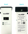 Front and back of industrial grade heavy duty steel power strip with 6 outlet 25 foot cord 20 amp 6-20 T slot plug