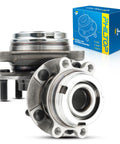 Front Wheel Hub Bearing Assembly For Nissan Altima Maxima Pathfinder QX60 QX50 Murano JX35 With 5 Lug Two Piece Set Replacement Direct Fit OEM Style Includes Both Sides No Hassle Install Durable Steel Bearing And Long Lasting Performance, showing two-piece assembly with box.