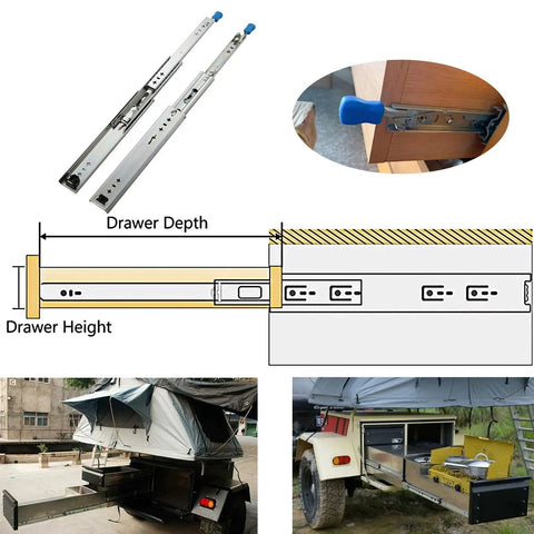 Beefy 3-Fold Drawer Slides With Full Extension 950mm For Kitchen Cabinets Keyboard Trays Vehicle Mods And Heavy Load Capacity