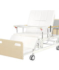 Fully Electric Hospital Bed For Home Use With Premium Mattress And Built In Guardrails Hi Low Adjustable Bed shown upright