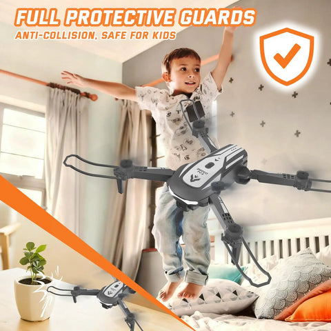 Child playing with the Mini Foldable FPV Drone With 1080P Camera For Kids And Adults Remote Control Quadcopter indoors.
