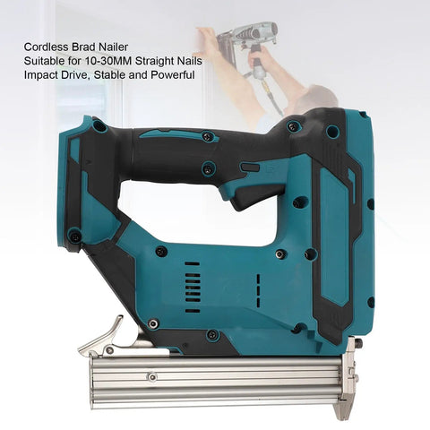 Heavy Duty Cordless Brad Nailer, 18V Battery Powered Nail Gun For Indoor Woodworking And Home Shop Tasks, Quick Release Nose With Adjustable Depth Controls For No Sweat DIY Projects