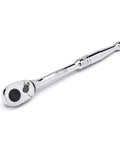Shiny metal 72-tooth ratchet from Beefy 60-Piece 3/8 Inch Drive Socket Set With Standard And Deep Sockets, ideal for home garage repairs.