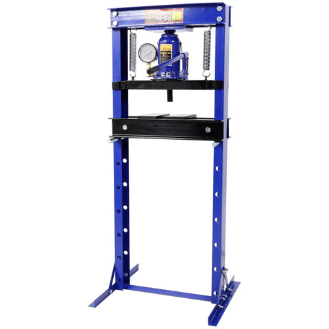 Beefy 20 Ton Hydraulic Shop Press With Bottle Jack And Pressure Gauge For Bending Straightening Installing Bearings U Joints And Bushings