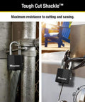 Heavy Duty Weatherproof Padlock Set Three Pack With Weather Cover For Outdoor Fences And Gates Keyed Alike Locks in use
