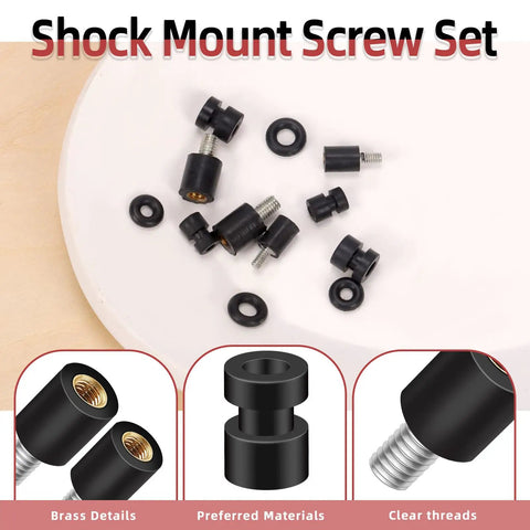 24 Piece M2 M3 Flight Controller Anti Vibration Standoff Screw Kit with rubber dampers and brass screws on a plate.