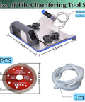 45 Degree Tile Chamfering Tool For Type 100 Angle Grinder with dimensions, ceramic cutting discs, and tubing