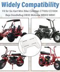 Collage of mini bikes and go-karts with Mini Bike Bolt On Mount Plate Adapter Bracket For Predator Engines 79cc 97cc 100cc 212cc in center.