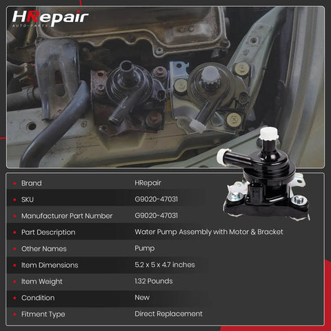 Premium Direct Fit Electric Inverter Cooler Water Pump Assembly That Slaps For 2004 Through 2009 Toyota Prius Hybrid 1 5 Liter on display.