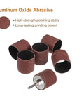 Twelve Pcs 1-1/2 Inch Sanding Sleeves Kit 120 Grit With 1/4 Inch Drum Mandrels For Rotary Tools, cylindrical aluminum oxide