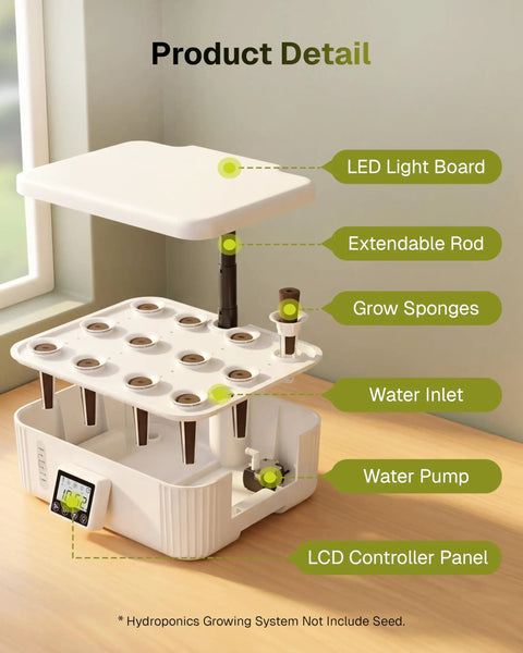 Indoor Hydroponics Growing System With 12 Pod Germination Kit And LED Grow Light LCD Touch Panel Quiet Automatic Operation Water Circulation And Height Adjustable Design For Easy Lettuce And Veggie Harvest