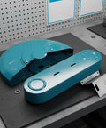 Sturdy Metal Grinding Wheel Guard for Cut Off Machines and Metalworking Tools on workshop table, steel construction