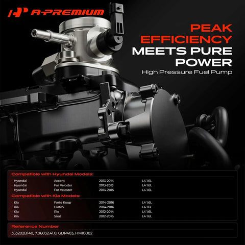 Heavy Duty Direct Injection Fuel Pump For Hyundai Accent Veloster Plus Kia Forte close-up view, showcasing high pressure design and sleek finish.