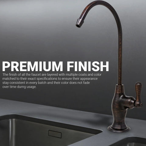 No Airgap NSF Certified RO Faucet For Clean Drinking Water, Reverse Osmosis Filtration System Spout in Venetian Bronze next to sink