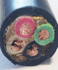 Cross-section view of SOOW 8 Gauge 4 Conductor Portable Power Wire Cord 15 Ft Heavy Duty Cable showing copper strands inside.