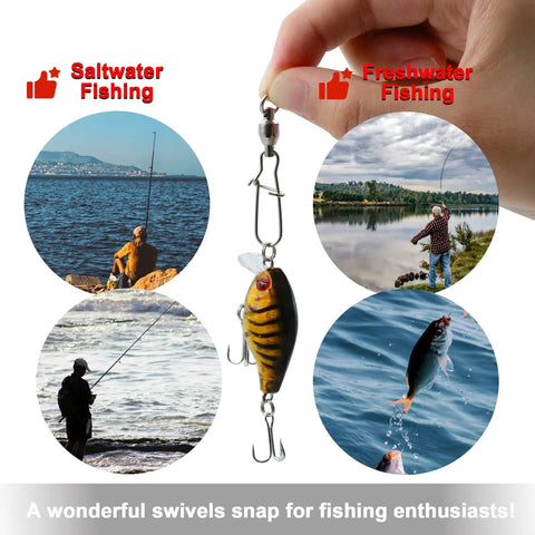 Duo Lock Ball Bearing Snap Swivels For Fishing Lures And Tackle, Easy Open Barrel Swivels For Quick Lure Swaps And Heavy Duty Saltwater Snaps That Handle Big Fish And Rough Tides, brass stainless duo-lock swivel on lure