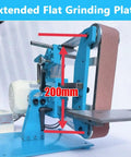 Heavy Duty Belt Sander With 750-1100W Brushless Motor For Woodworking And Metal Polishing Adjustable Speed Up To 6500 RPM includes extended flat grinding plate.
