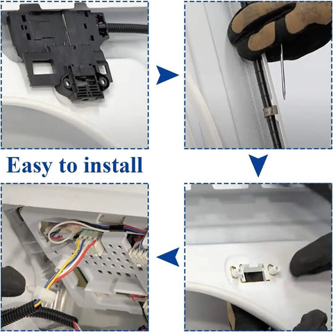 Washer Lid Lock Switch Assembly Replacement Kit With 4 Wire Plug Bezel And Instructions Easy Install Compatible With Major Front Load Washers AP5263307 PS349762 W10744659 2 Year Warranty installation steps.