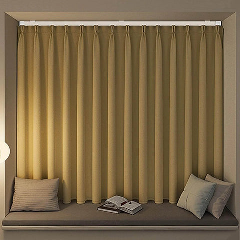 Heavy Curtain Tracks For Bay Windows With Silent Sliding Rods, Adjustable 3.3Ft To 19.7Ft Wall Or Ceiling Mount System In White