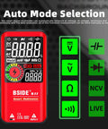 Color LCD Digital Multimeter With 3 Display 9999 Counts Auto Ranging Ohmmeter Rechargeable showing auto mode selection