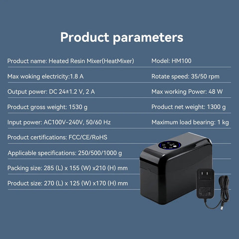HM100 3D Resin Mixer And Heater With Touch Controls, Smooth Operator Stirrer For Uv Resin, Keeps Prints On Track, Compatible With AnyCubic And Elegoo So You Get Flawless Mixes And Boost Your Printing Game Zero Hassle Guaranteed.