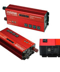 Beast Mode 2000W Power Inverter Transforms Car DC 12V To AC 110V Smoothly with four AC outlets and USB ports.