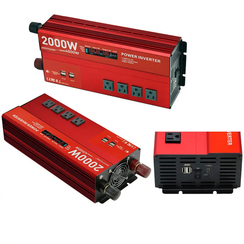 Beast Mode 2000W Power Inverter Transforms Car DC 12V To AC 110V Smoothly with four AC outlets and USB ports.