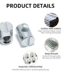 Top Shelf Replacement Barrel Nuts For Furniture Assembly M6 Slotted Cross Dowel Heavy Duty Hardware No Sweat Setup Rock Solid Finish Pack Of Eight, showing carbon steel barrel nuts with slotted design.