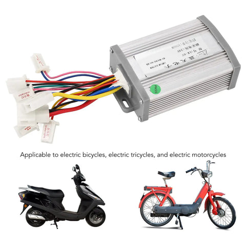 24V 1000W Brushed Electric Speed Controller For E Bike Conversion With Smart Mcu Chip Protection, with colored wires and connectors.