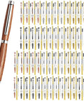 Top Notch Slimline Pen Kit For Woodturning features a wooden pen alongside 50 brass ballpoint parts in various metallic finishes.