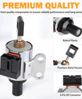 Front view of CVT transmission step motor with metal housing and 6-pin OE connector for Nissan Altima/Sentra/Rogue and Dodge Caliber.