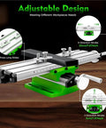 Mini Multifunctional Metal Lathe Machine With Adjustable Cross Slide Compound Table Worktable Design showing adjustable design and features.
