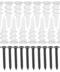 Heavy Duty Stainless Steel Drywall Anchors And Screws Kit 100 Sets For Mounting Brackets Frames Shelves And More Break Resistant Black Expansion Screws, white anchors and black screws
