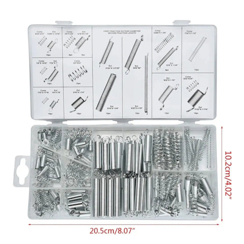 Assorted Extension Springs Kit 200 Pcs Metal Tension Springs in labeled box for home appliances and DIY tools