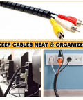 Image showing 3 Pack Spiral Wrap Cable Protector For Cables And Hoses With 1/4 Inch, 1/2 Inch, And 3/8 Inch Outer Diameters shielding cables.