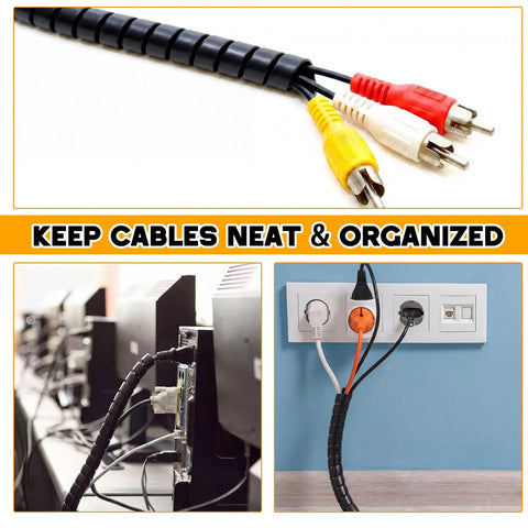 Image showing 3 Pack Spiral Wrap Cable Protector For Cables And Hoses With 1/4 Inch, 1/2 Inch, And 3/8 Inch Outer Diameters shielding cables.