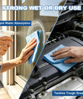 Hella Absorbent Heavy Duty Cleaning Cloths Jumbo Roll In Royal Blue Built Tough For Industrial Cleanroom Degreasing Auto Parts And Laboratory Solvent Absorption No Sweat using blue cloth on window and engine.