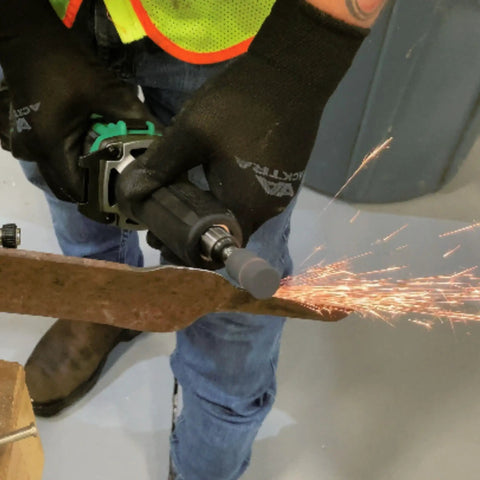 Worker using 18V MultiVolt Cordless Die Grinder Tool Only No Battery With 2 Inch Wheel And Variable Speed Slide Switch Brushless Beast Motor
