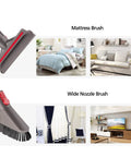 Must Have Attachment Kit For Cordless Vacuum Cleaners Compatible With Gen5 Detect V15 V12 V8 V11 V10 V7 Absolute Outsize Cyclones Plus Animal Tool Bundle With Replacement Brushes And Crevice And Dusting Tools showing mattress and wide nozzle brushes on furniture.