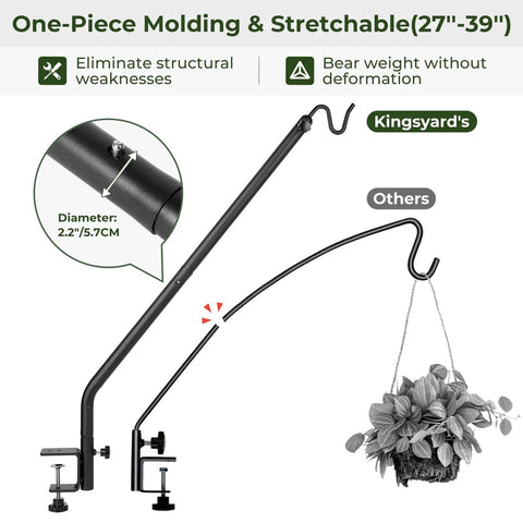 Dang Sturdy Telescoping Deck Rail Hook Adjustable From Twenty Seven To Thirty Nine Inches Quick Snap Clamp Mount shown with one-piece molding.