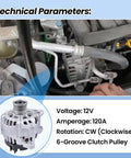 120 Amp Alternator For Nissan Rogue Sport 2L 2017 To 2022 Plug And Play Direct Fit Replacement Part TG12C167 288601 21072N 21072 High Output Auto Electrical Component installed in car engine