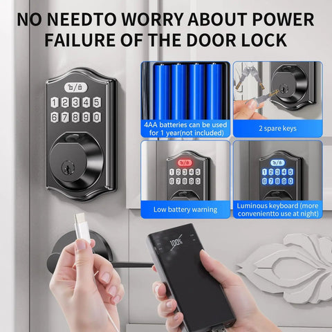 Smart Front Door Deadbolt Lock With Fingerprint Fast Unlock 0.3 Seconds No Fuss 100 Fingerprints 100 Codes Keyless Entry digital keypad