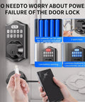 Fast Fingerprint Deadbolt Lock For Front Door With 0.3s Unlock, 100 Fingerprints And 100 Passcodes, showing power options and keypad.