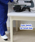 Person using Foot Switch Pedal Momentary Normally Off Press And Hold To On 10 Ft Cord UL Listed with scroll saw