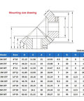 Mounting size drawing for Built Tough Heavy Duty Spiral Bevel Gear Set With Matching Pinion Hardware 30 Tooth 2M Module.