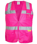 High Visibility Pink Safety Vest With Ansi Class Two Reflective Tape And Zip Front Closure Made From Hella Breathable Polyester, front view.