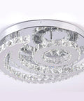 Moon Shape Crystal Chandelier 15.7 Inch Ceiling Light with Remote Control, Dimmable LED Flush Mount Fixture, 32W Energy Efficient