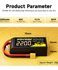 3S 2200mAh 11.1V Lipo Battery Pack With 50C Discharge And XT60 Plug, Shorty Form Factor, Soft Case For RC Cars, Trucks, Planes, Drones And FPV Quadcopters - Dual Pack, showing dimensions and parameters.