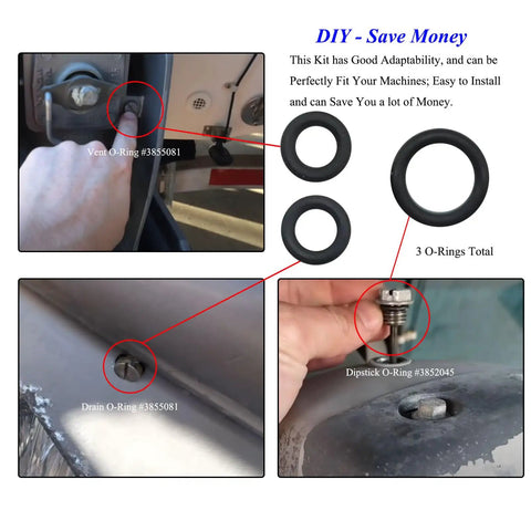 All In One 3 O Rings And 1 Washer Replacement Kit For Volvo Penta Lower Unit Gear Lube Maintenance Fits SX M SX A DPS A Outdrive Dipstick Vent Drain O Rings 3852045 3855081 3855081 311598 with 3 shown O-rings