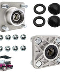 2 Pack Front Wheel Hubs For Yamaha Golf Carts Fits G2 G8 G9 G14 G16 G19 G22 G29 with lug nuts and seals displayed